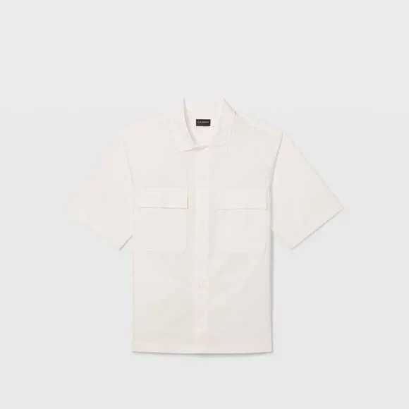 Club Monaco Men's Short Sleeve Utility Shirt Grey - Picture 4 of 8